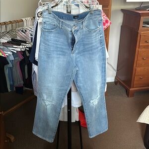 Express Women's Light Blue Straight Leg Jeans